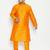 Men's orange silk blend kurta pyjama set