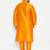 Men's orange silk blend kurta pyjama set