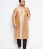 Men's rose gold silk blend kurta pyjama set