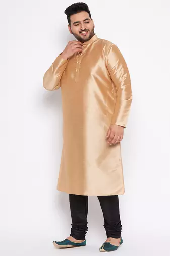 Men's rose gold silk blend kurta pyjama set