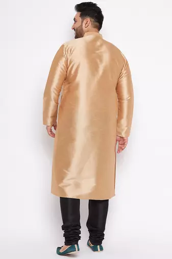 Men's rose gold silk blend kurta pyjama set