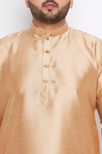 Men's rose gold silk blend kurta pyjama set