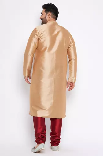 Men's rose gold silk blend kurta pyjama set