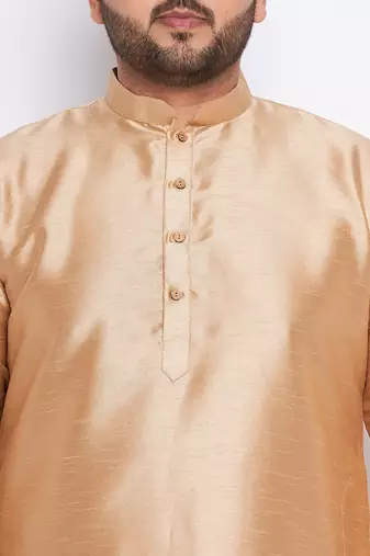 Men's rose gold silk blend kurta pyjama set