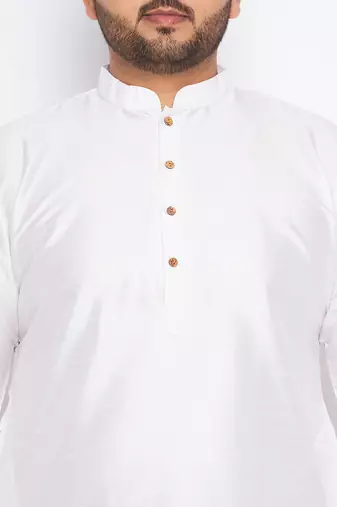 Men's white silk blend kurta pyjama set