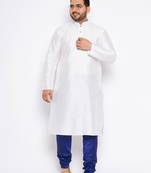 Men's white silk blend kurta pyjama set