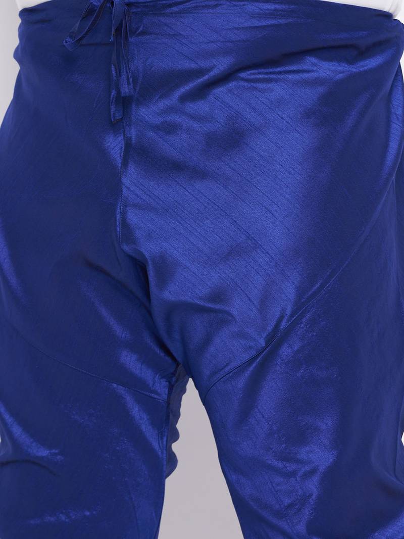 Men's white silk blend kurta pyjama set