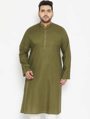 Men's mint green cotton blend kurta 1
