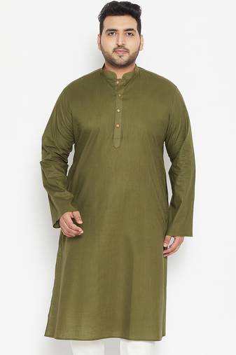 Men's mint green cotton blend kurta