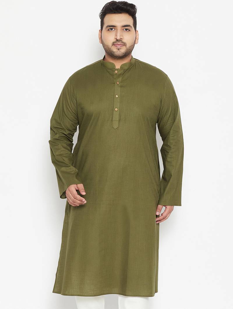 Men's mint green cotton blend kurta