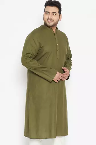 Men's mint green cotton blend kurta