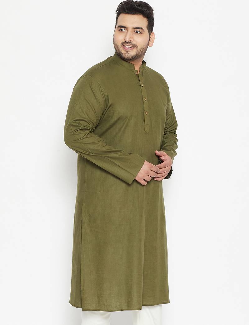 Men's mint green cotton blend kurta