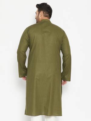 Men's mint green cotton blend kurta 3