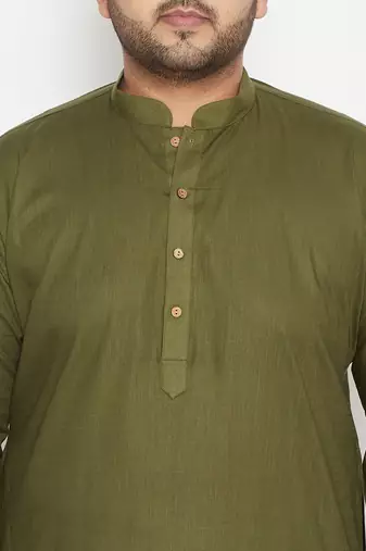 Men's mint green cotton blend kurta