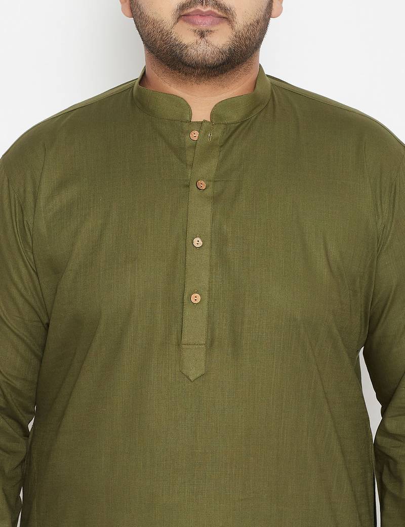 Men's mint green cotton blend kurta