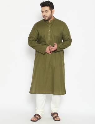 Men's mint green cotton blend kurta 5
