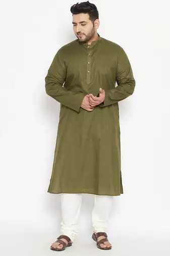 Men's mint green cotton blend kurta