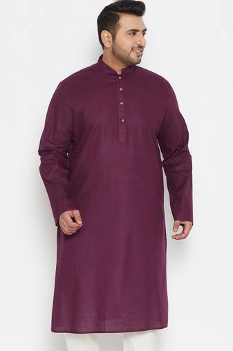 Men's purple cotton blend kurta