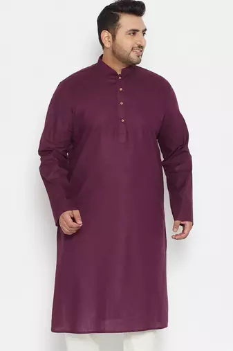 Men's purple cotton blend kurta