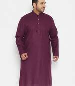 Men's purple cotton blend kurta