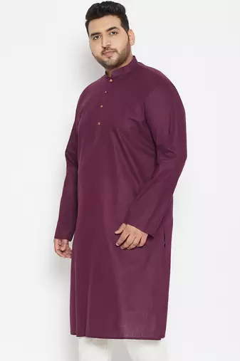 Men's purple cotton blend kurta