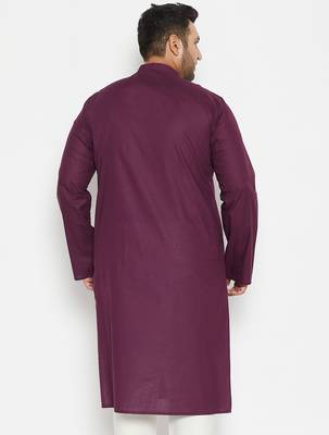 Men's purple cotton blend kurta 3
