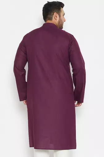 Men's purple cotton blend kurta