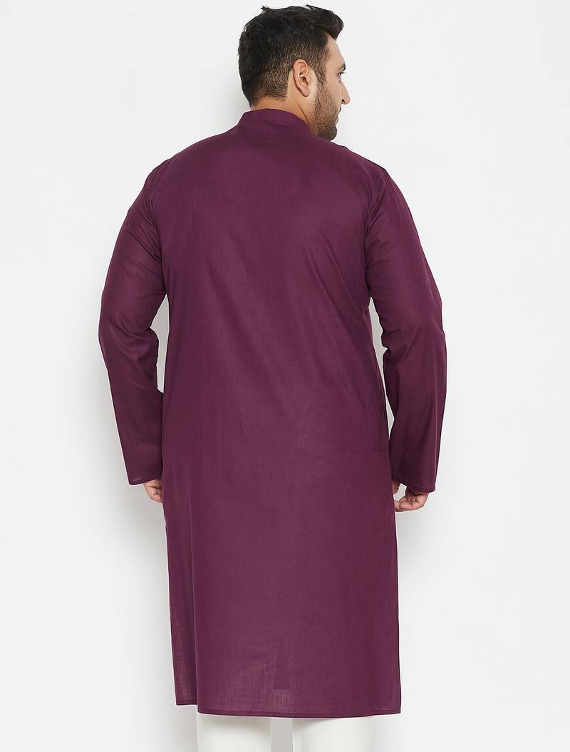 Men's purple cotton blend kurta