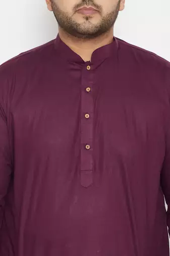 Men's purple cotton blend kurta