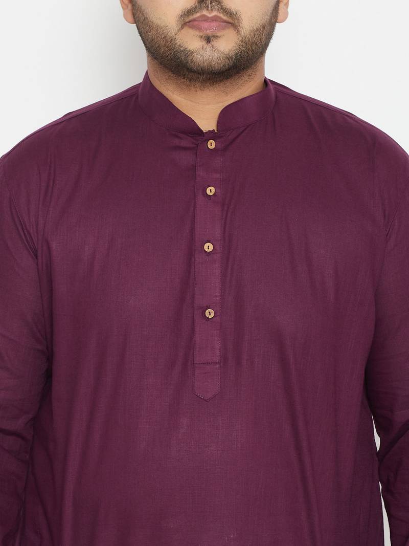 Men's purple cotton blend kurta
