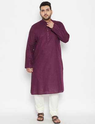 Men's purple cotton blend kurta 5