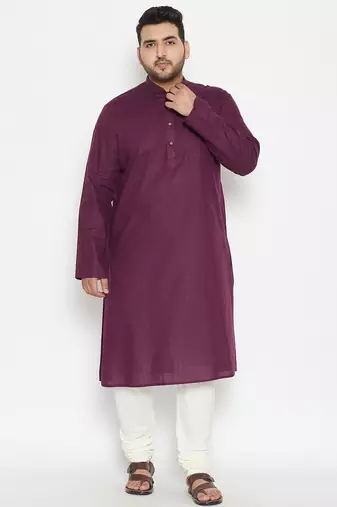 Men's purple cotton blend kurta