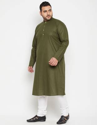 Men's mint green and white cotton blend kurta pyjama set 2
