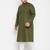 Men's mint green and white cotton blend kurta pyjama set