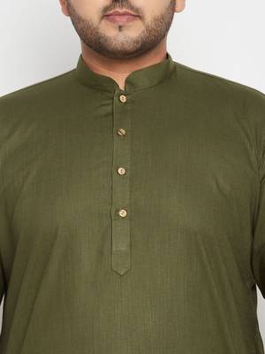 Men's mint green and white cotton blend kurta pyjama set 4