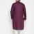 Men's purple and white cotton blend kurta pyjama set
