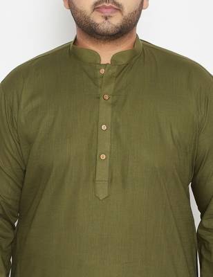 Men's mint green and cream cotton blend kurta pyjama set 4