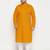 Men's mustard and white cotton linen kurta pyjama set