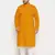 Men's mustard and white cotton linen kurta pyjama set