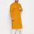 Men's mustard and white cotton linen kurta pyjama set