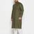Men's green and white cotton linen kurta pyjama set