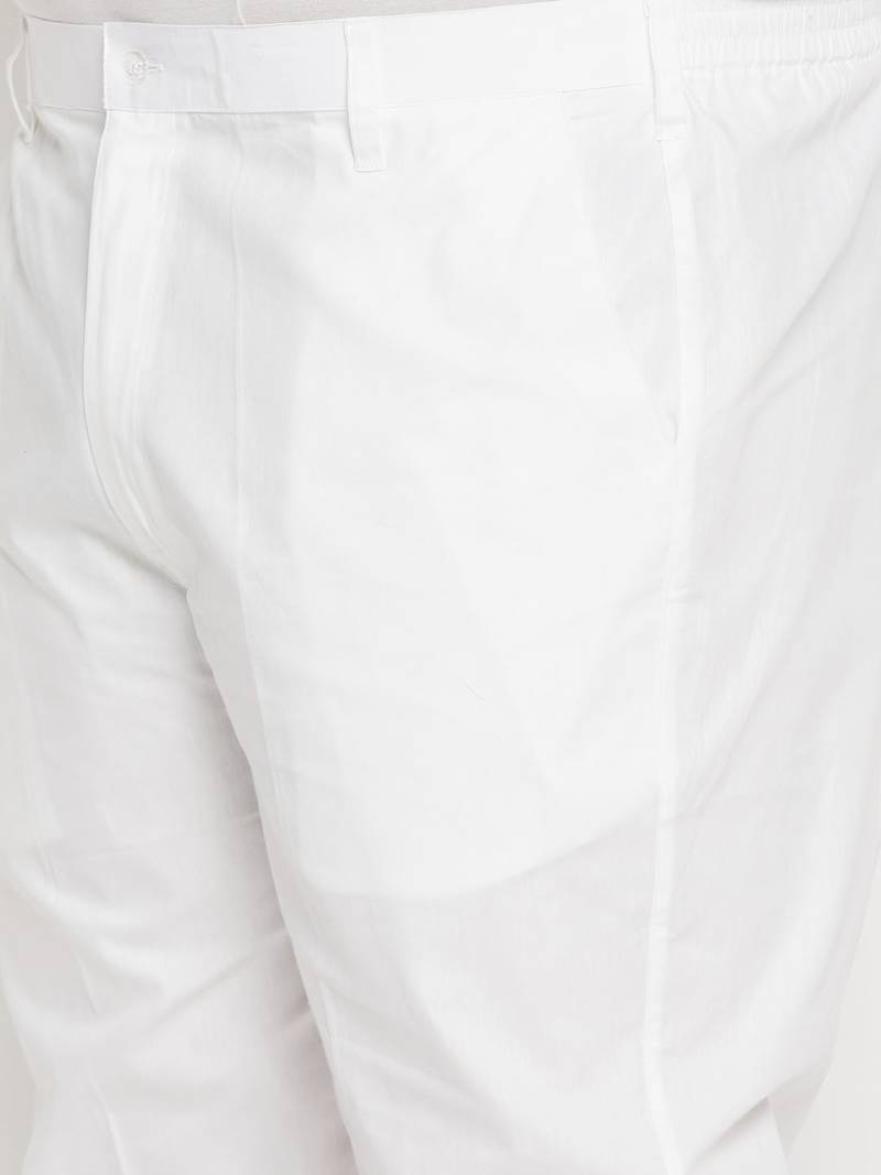 Men's green and white cotton linen kurta pyjama set