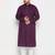 Men's purple and white cotton linen kurta pyjama set