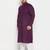 Men's purple and white cotton linen kurta pyjama set