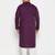 Men's purple and white cotton linen kurta pyjama set