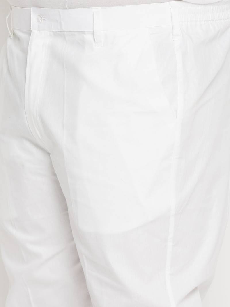 Men's purple and white cotton linen kurta pyjama set