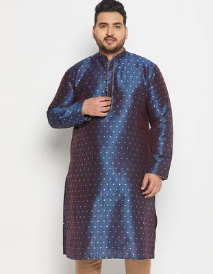 Men's blue silk blend kurta 1