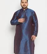 Men's blue silk blend kurta