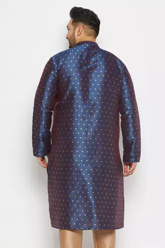 Men's blue silk blend kurta