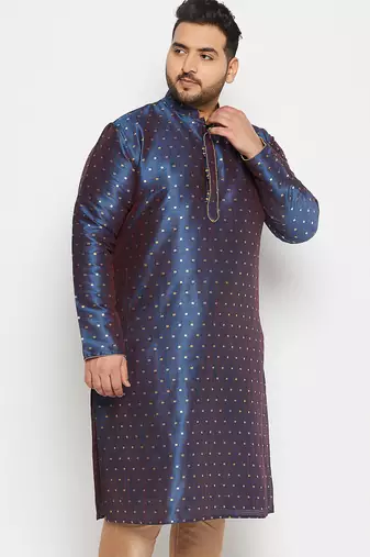 Men's blue silk blend kurta